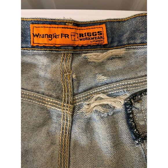 WRANGLER FR‎ Jeans Men’s Sz 38 x 32 Distressed Torn Frayed Flame Resistan… - Picture 7 of 12